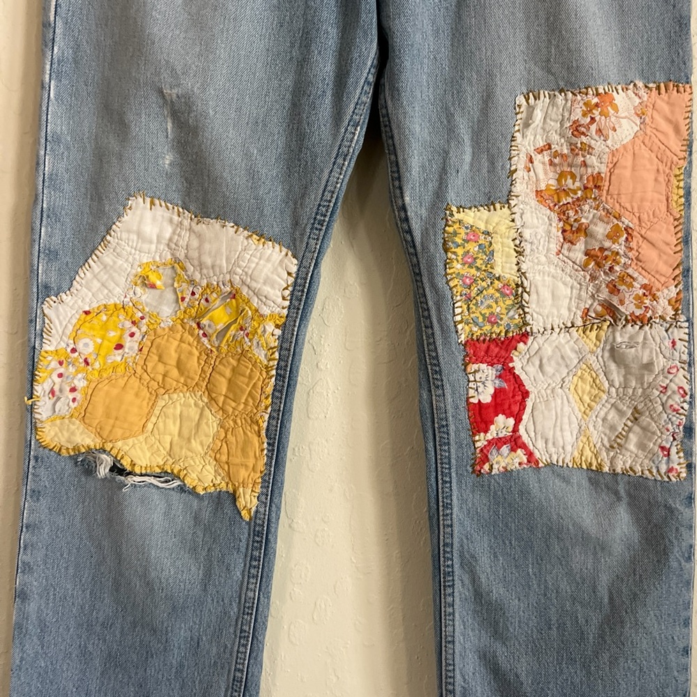 Gap Upcycled Denim Patchwork Quilted Straight Leg… - image 3